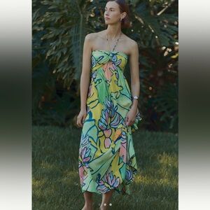 Farm Rio x Anthropologie Halter Printed Maxi Dress - Size Small NWT